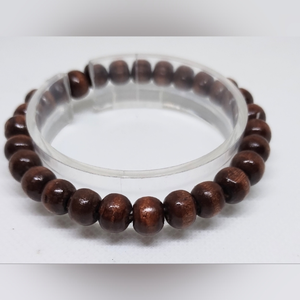Men's Beaded Bracelet Brown New f83